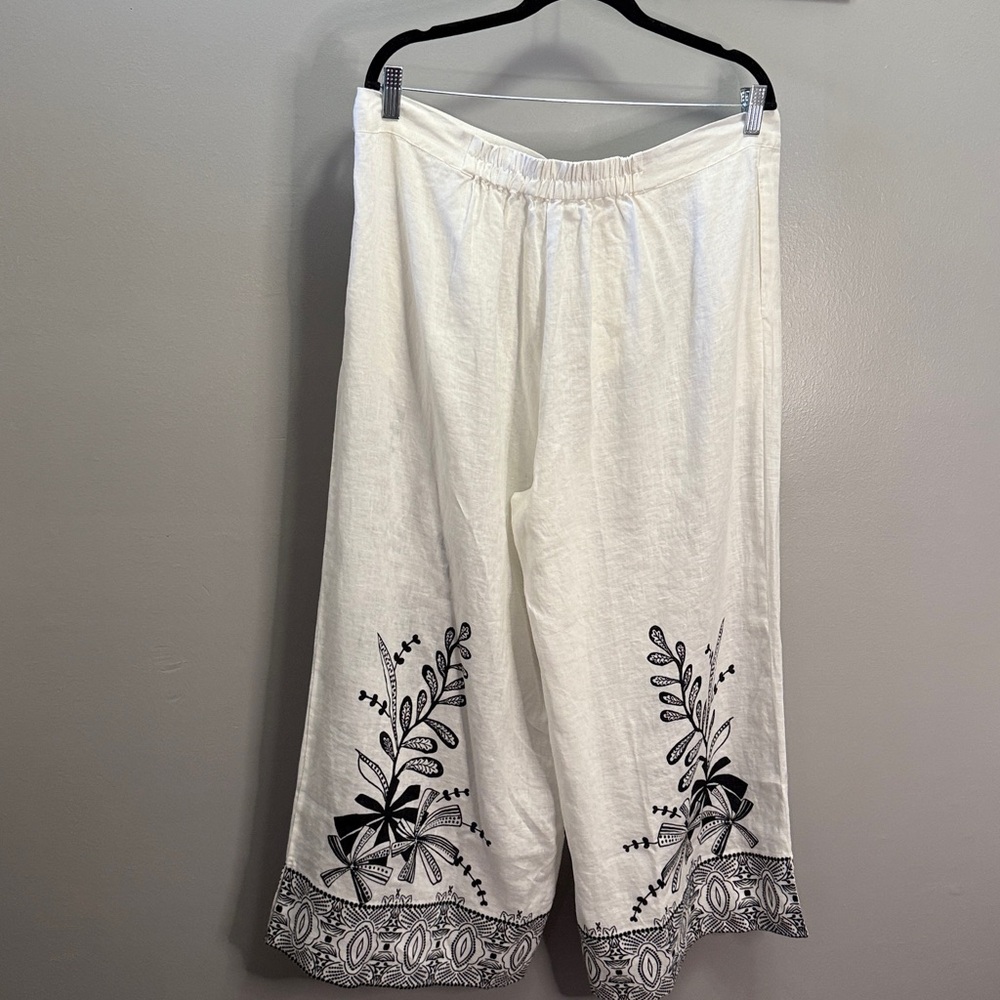 NWT JOHNNY WAS PLEATED LINEN CULOTTE PANTS XL - Picture 5 of 6